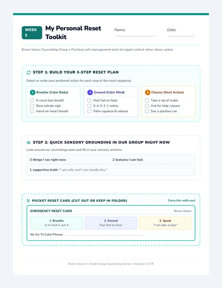 Reset Button Worksheet