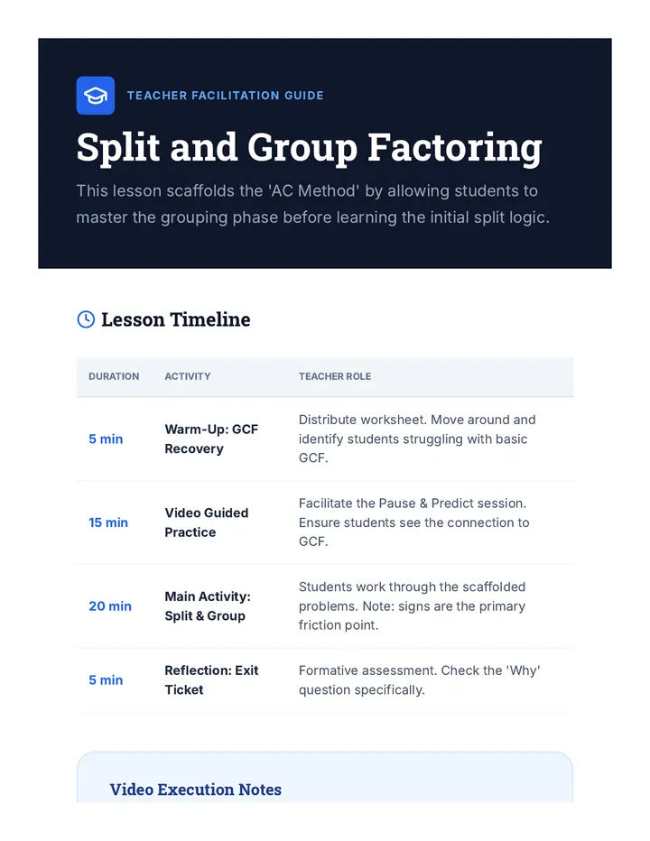 Split and Group Teacher Guide