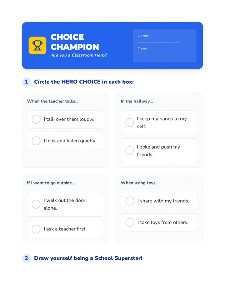 Choice Champion Worksheet