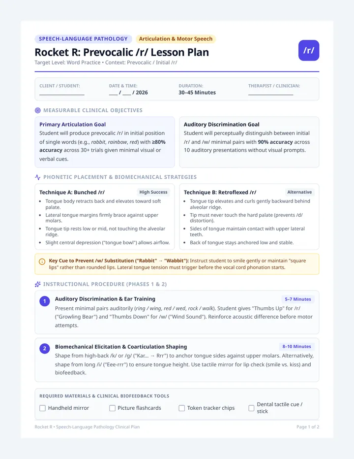 Rocket R Lesson Plan