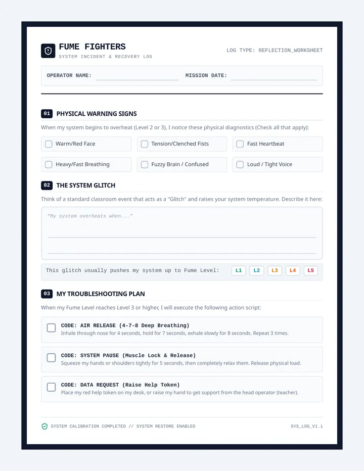 Fume Fighters Reflection Worksheet