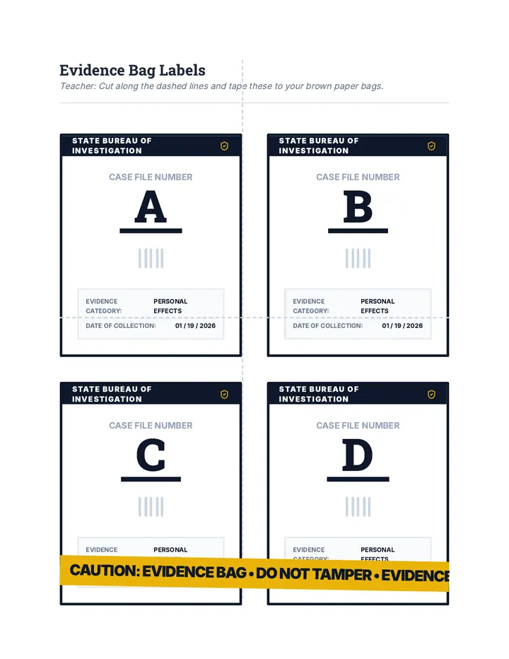 Evidence Bag Labels