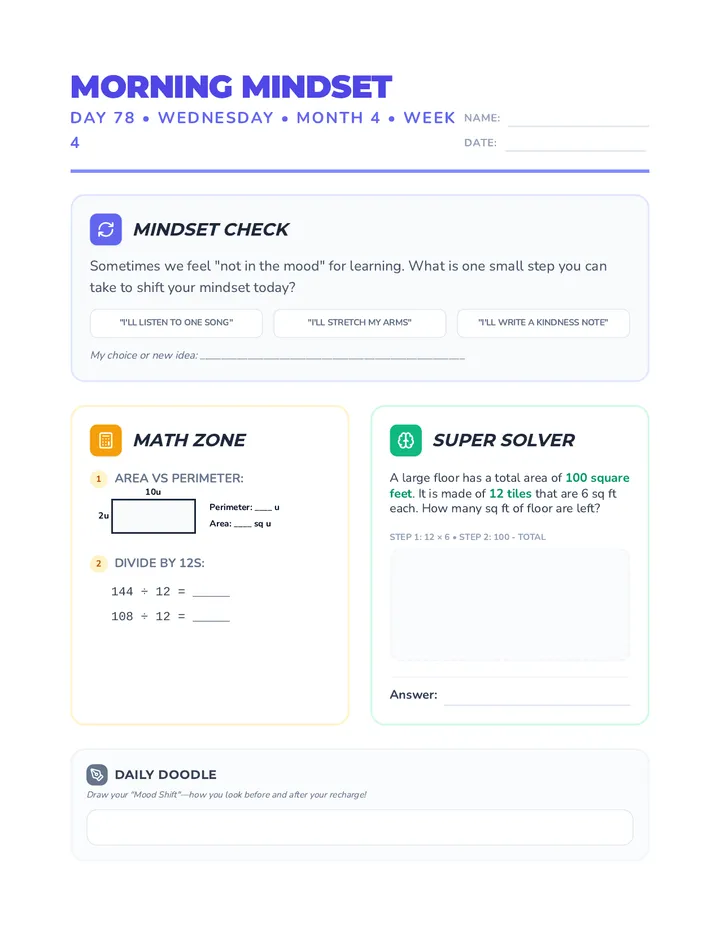 Wednesday Month 4 Week 4 Worksheet