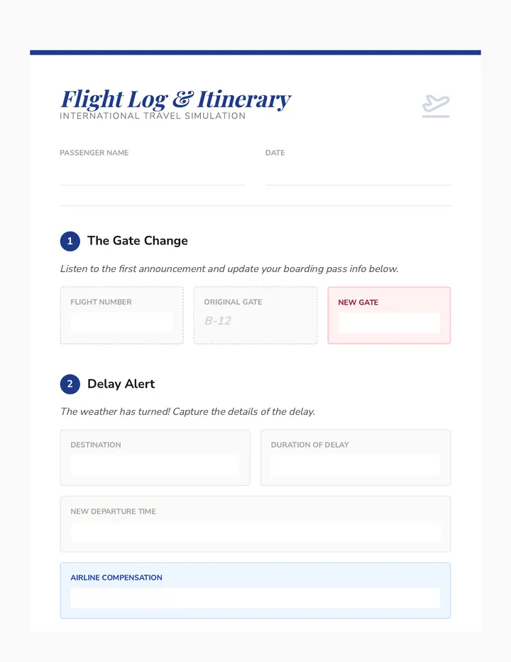 Airport Alerts Worksheet