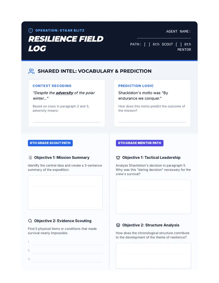 Resilience Tiered Field Log Worksheet