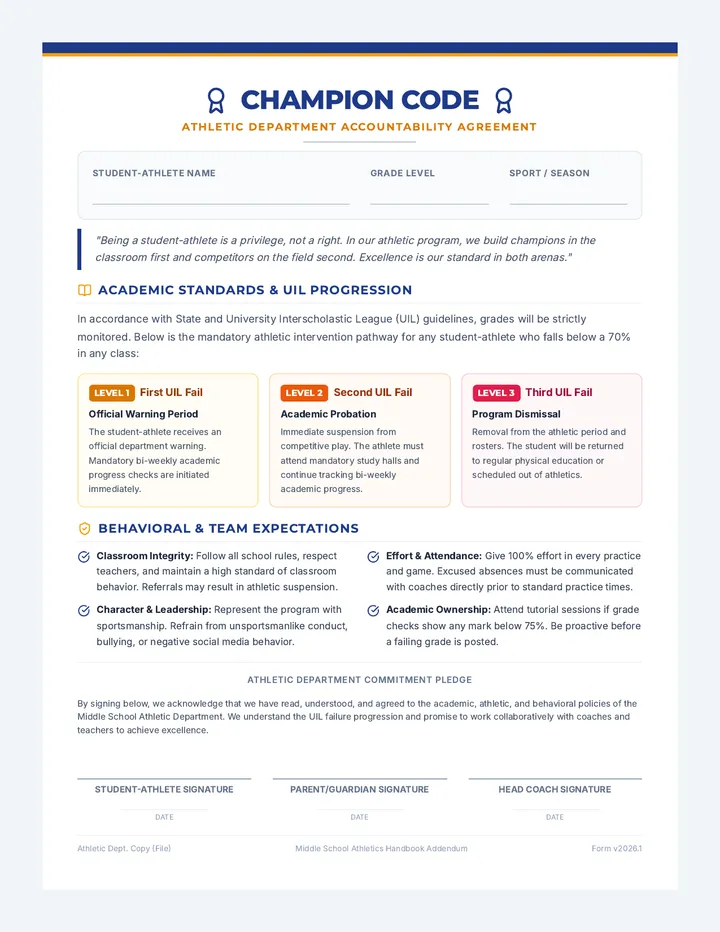 Athlete Accountability Contract