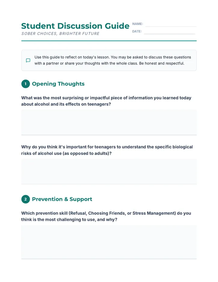 Sober Choices Discussion Guide