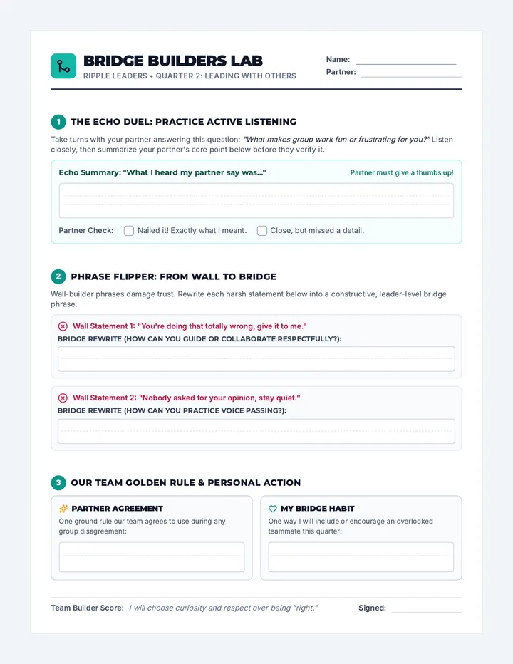 Bridge Builders Activity Sheet