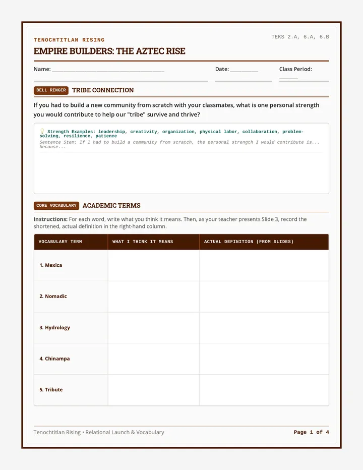 Empire Builders Worksheet