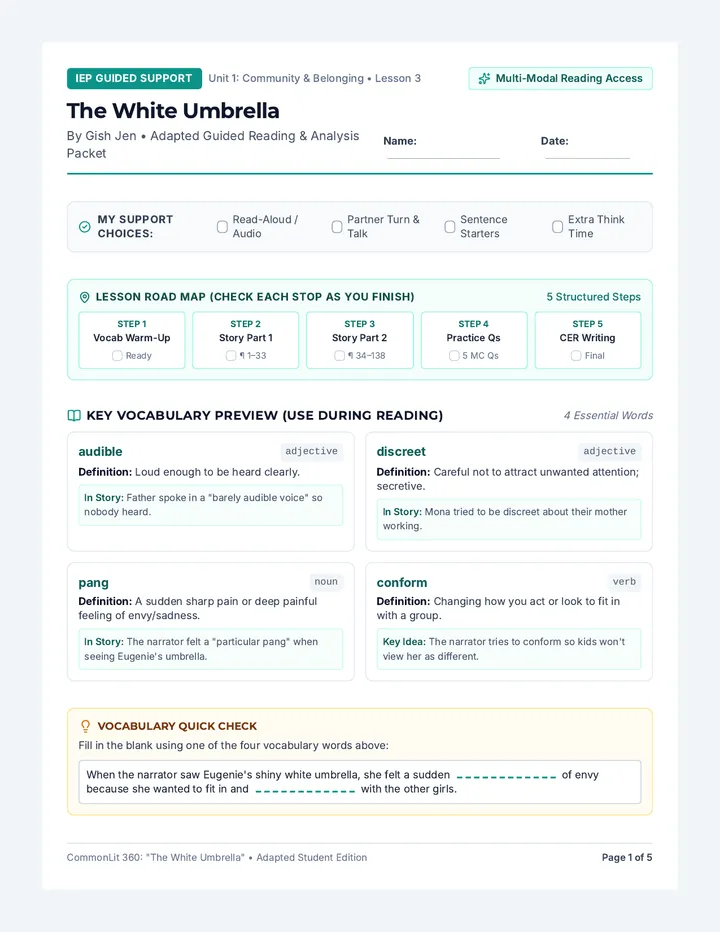 White Umbrella Adapted Packet
