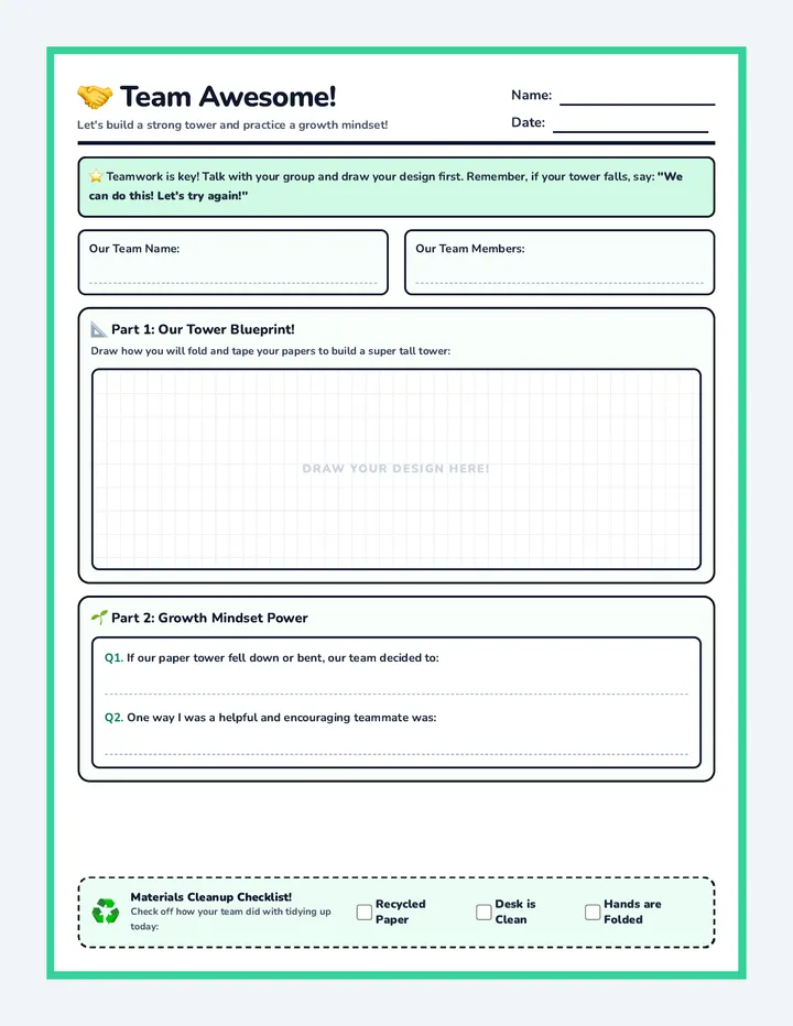 Team Awesome Worksheet