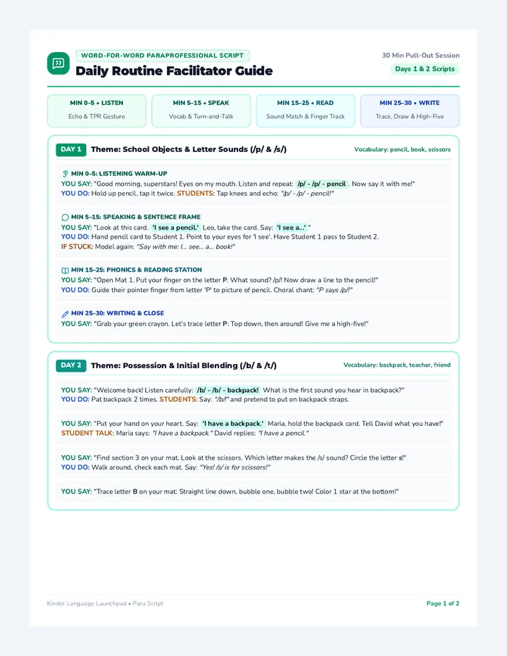 Daily Routine Facilitator Guide