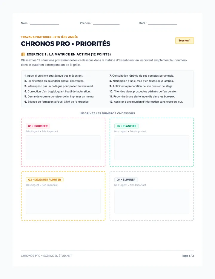 Chronos Pro Fiche Exercices