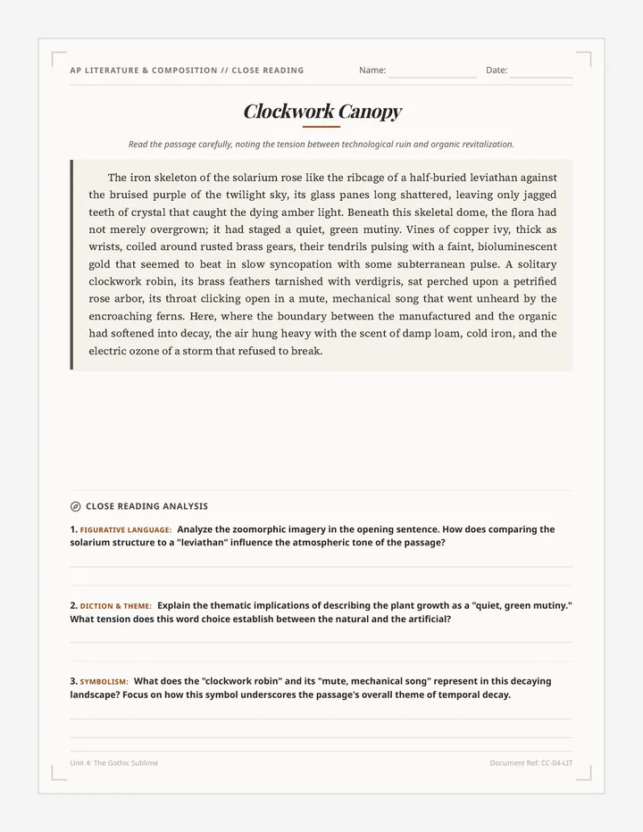 Clockwork Canopy Reading Passage