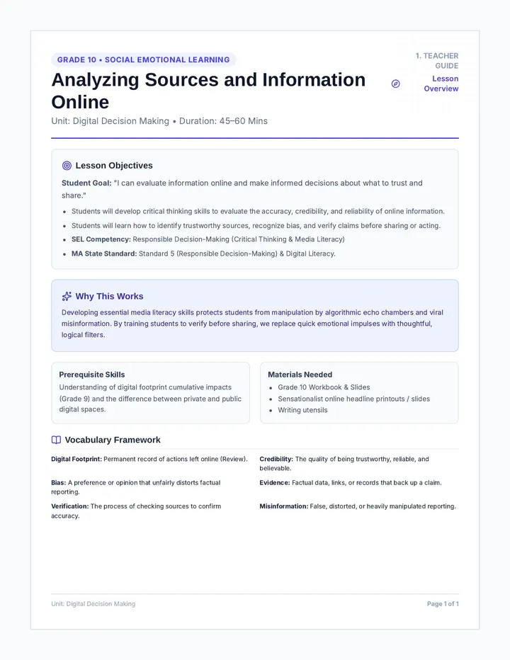 Sources Teacher Guide