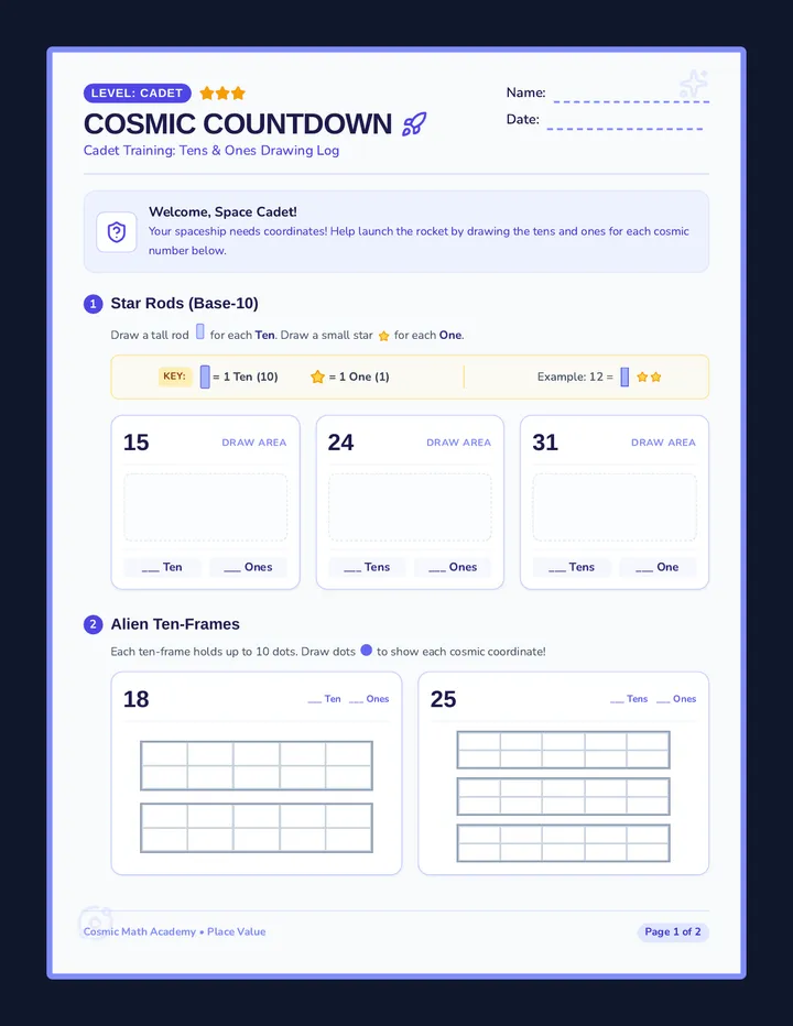 Cosmic Countdown Worksheet
