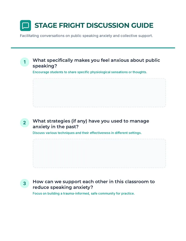 Stage Fright Discussion Guide