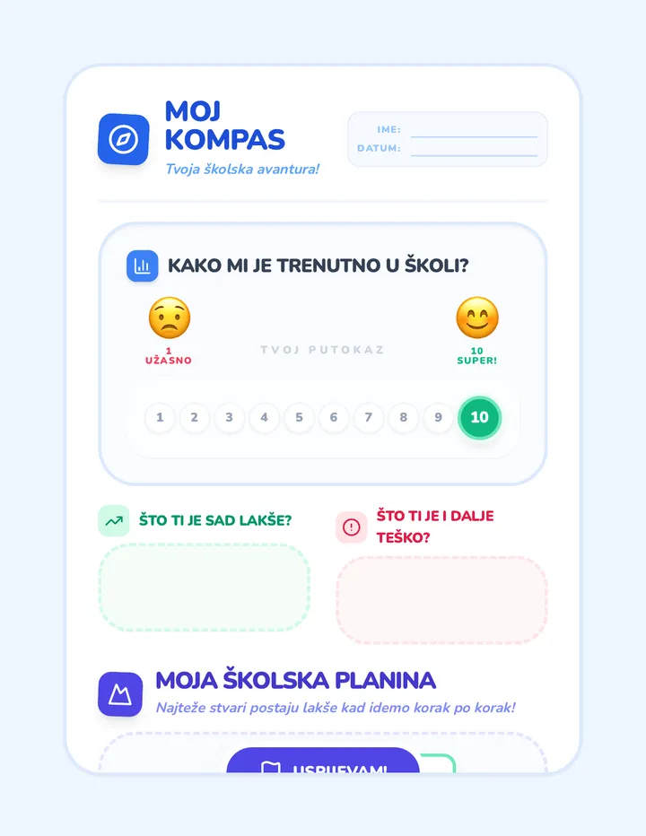 Moj Školski Kompas Radni List Jednostrani Rezultat