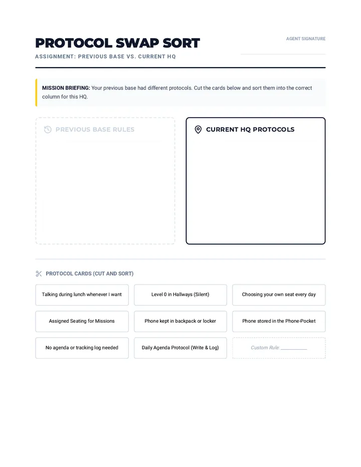 Rule Swap Sort Worksheet