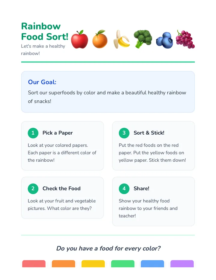 Rainbow Food Sort Activity