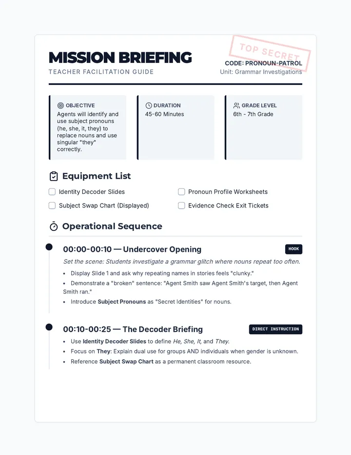 Mission Briefing Teacher Guide