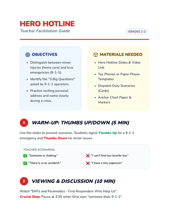 Hero Hotline Teacher Guide