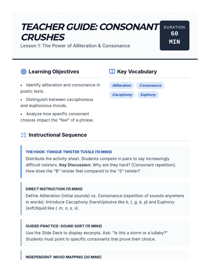 Consonant Crushes Teacher Guide