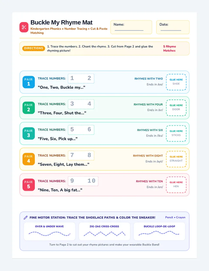 Buckle Rhyme Activity