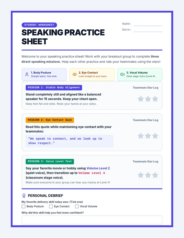 Speaking Practice Sheet