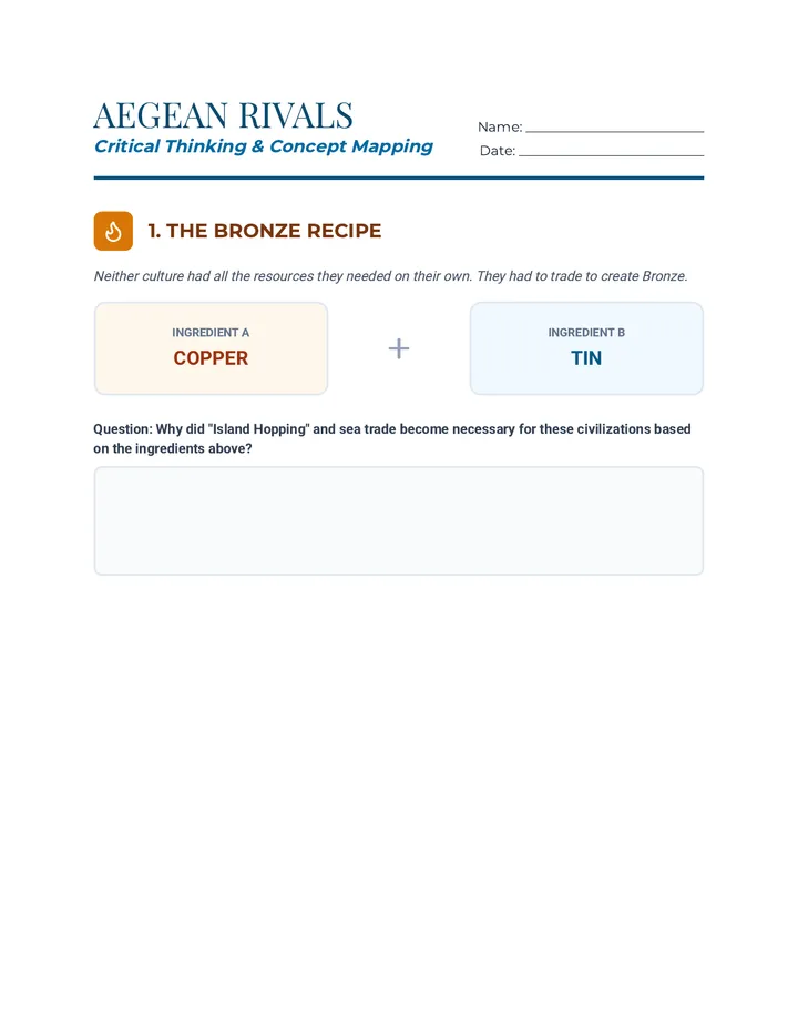 Aegean Rivals Worksheet