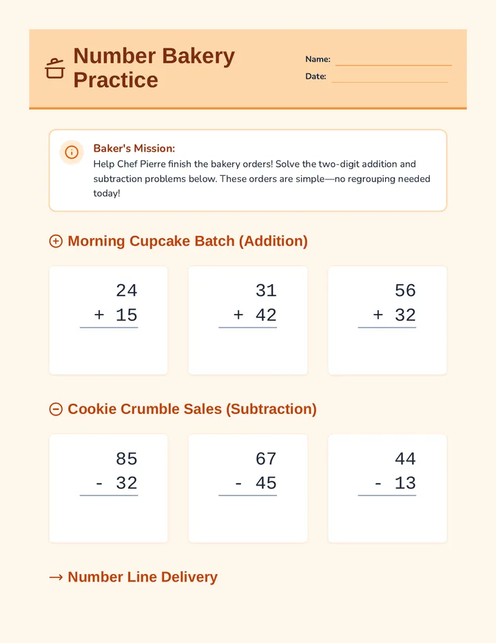 Number Bakery Worksheet