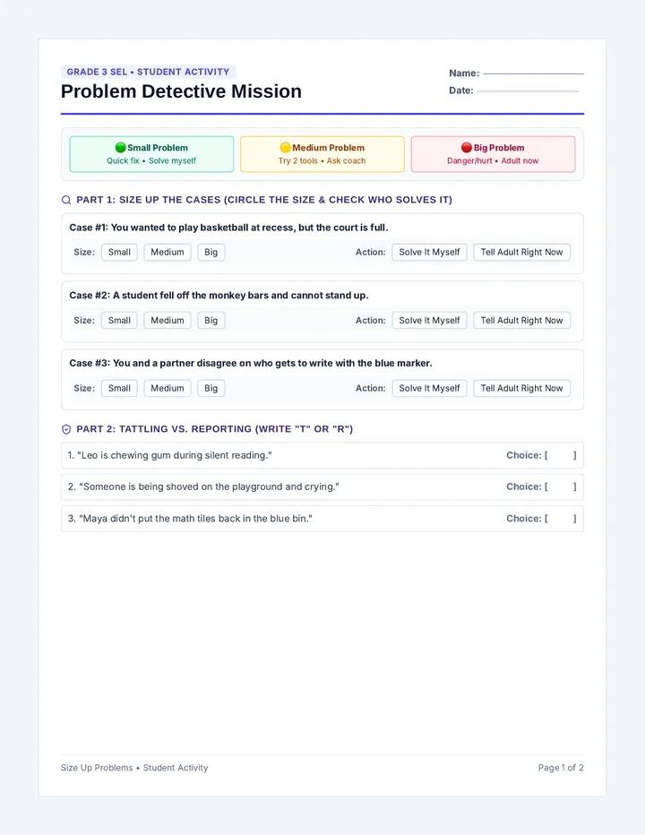 Problem Detective Activity Sheet