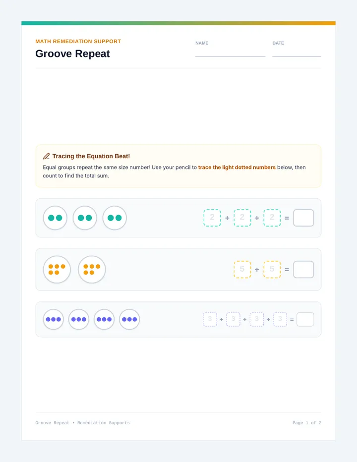 Groove Repeat Remediation Worksheet
