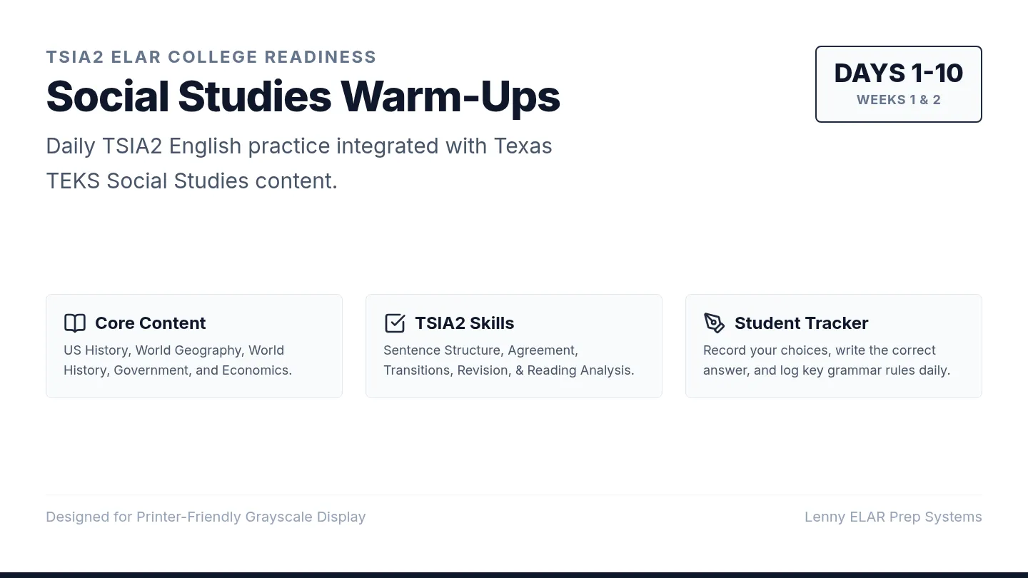 TSIA2 Warmup Slides Days 1 to 10