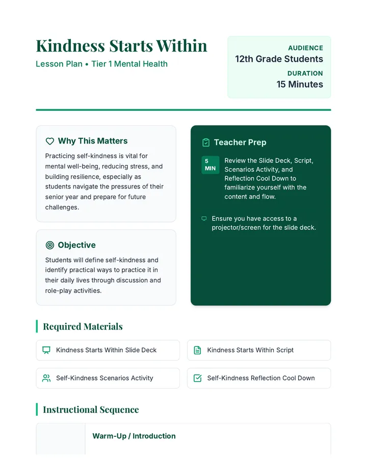 Kindness Starts Within Lesson Plan