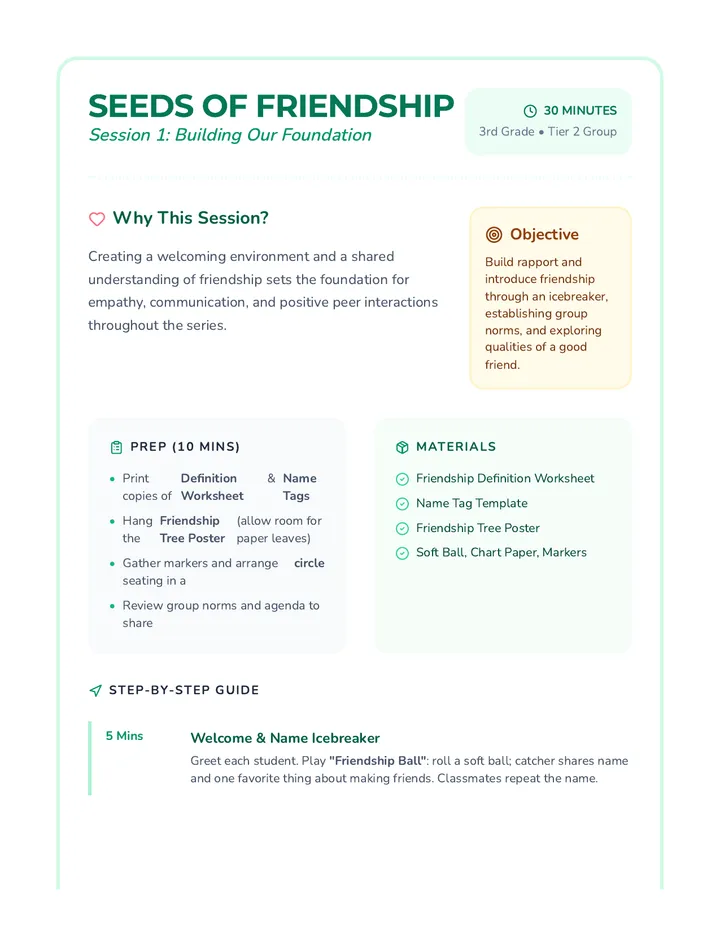 Friendship Roots Lesson Plan