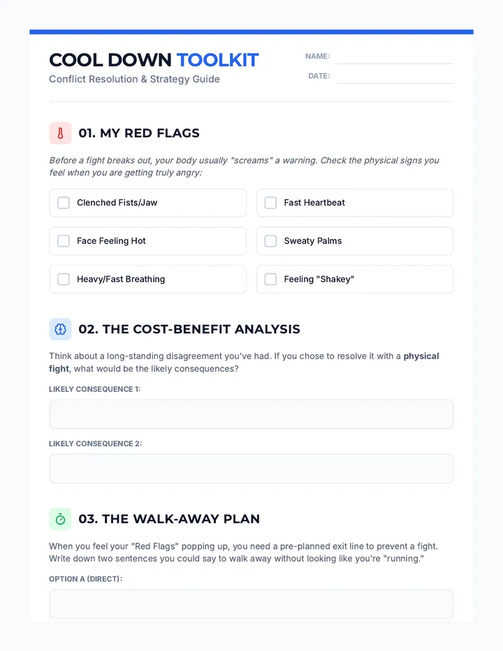 Cool Down Toolkit Worksheet