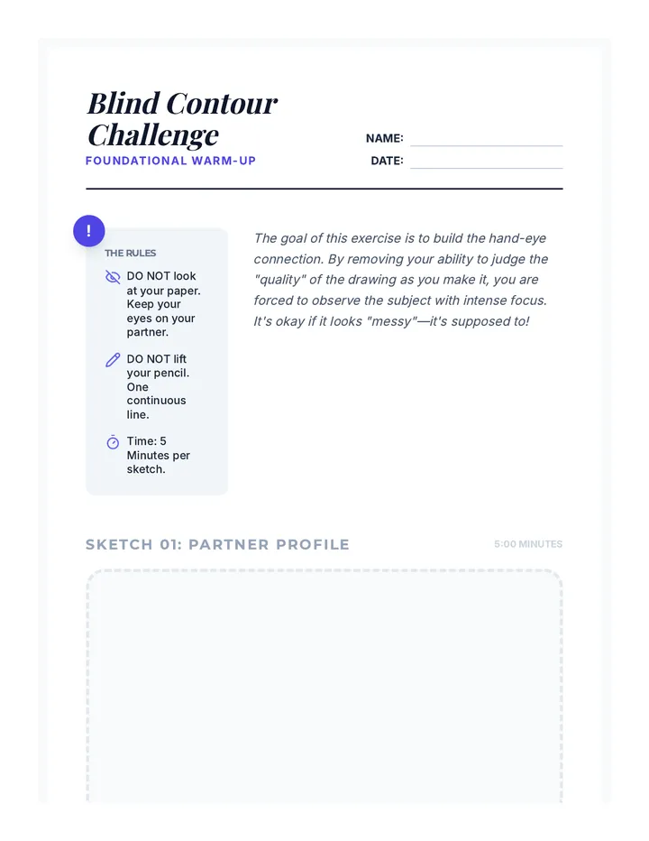 Blind Contour Challenge Worksheet