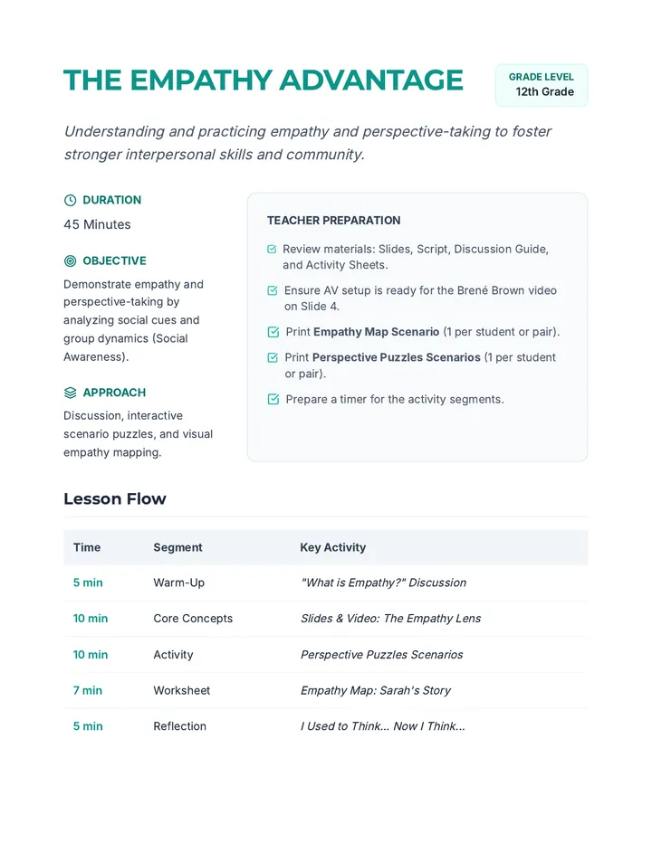 The Empathy Advantage Lesson Plan