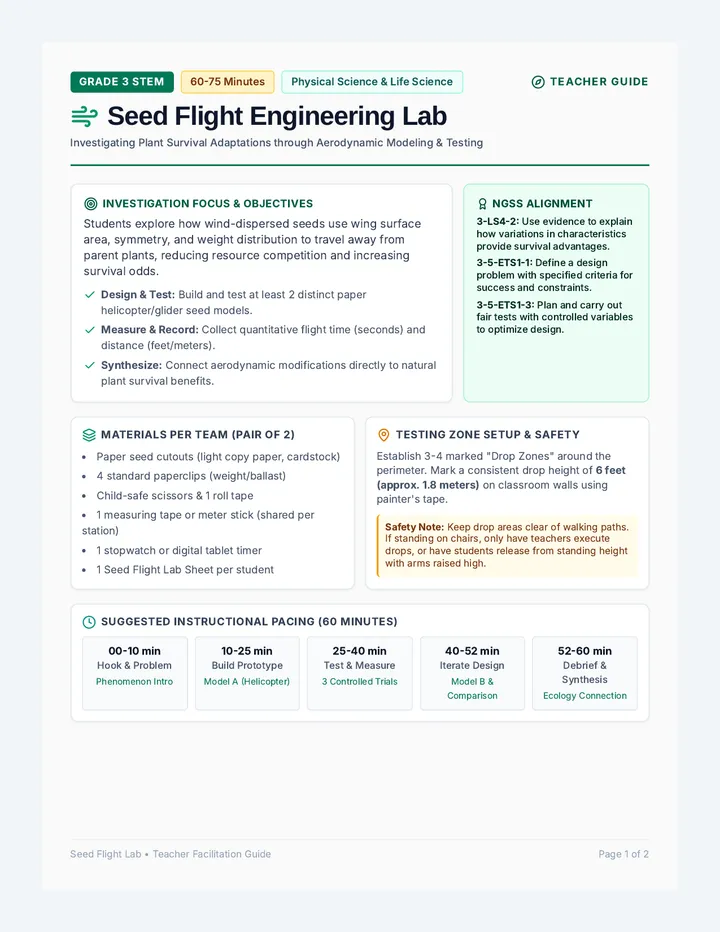 Seed Flight Teacher Guide