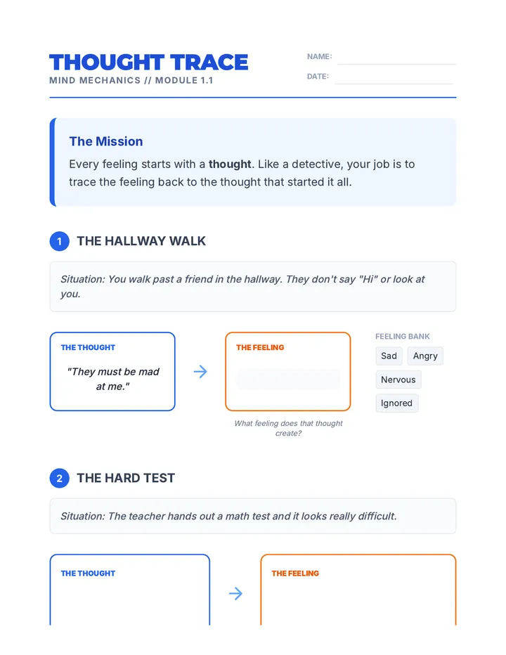 Thought Trace Worksheet