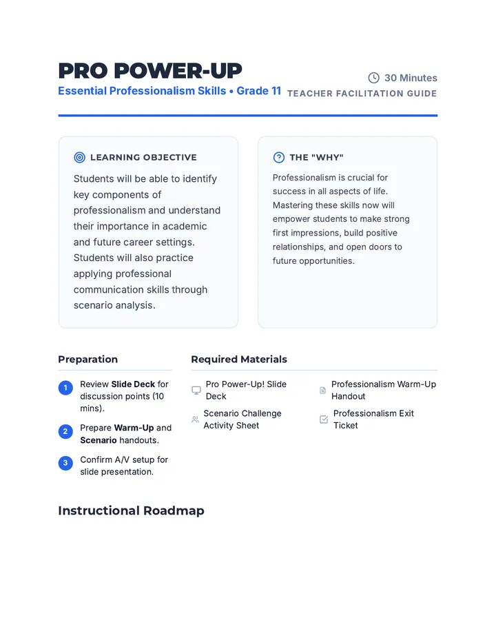 Pro Power-Up Lesson Plan