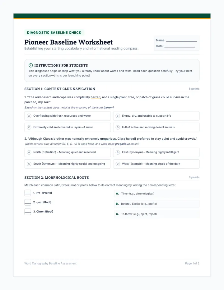 Pioneer Baseline Worksheet