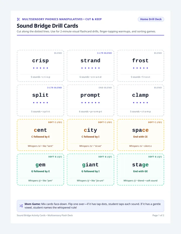 Sound Bridge Activity Cards