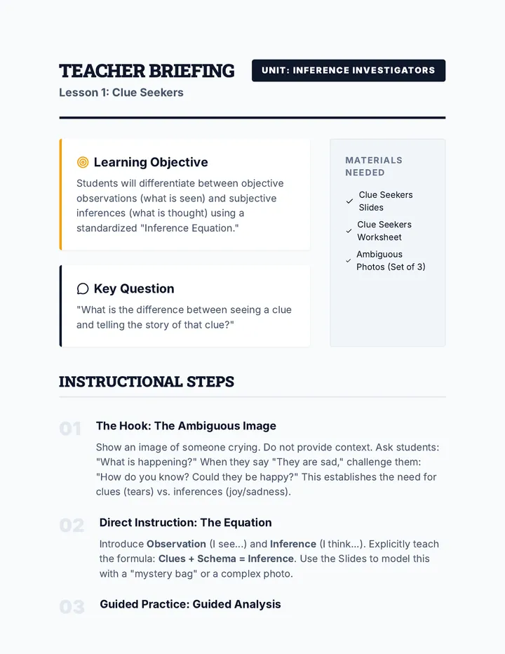 Clue Seekers Teacher Guide