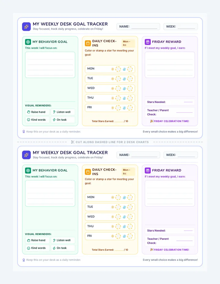 Desk Goal Tracker Printable