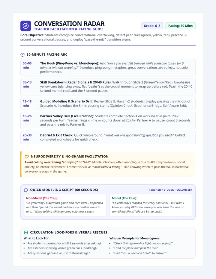 Conversation Radar Teacher Guide