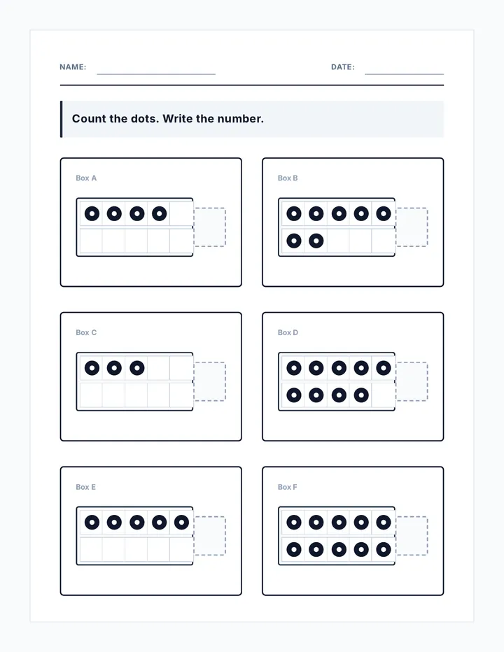 Touch Count Worksheet