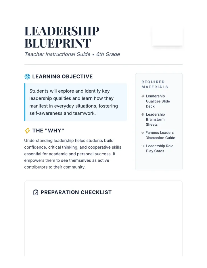 Leadership Blueprint Lesson Plan