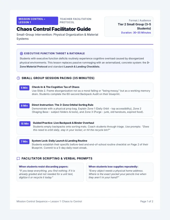 Chaos Control Facilitator Guide